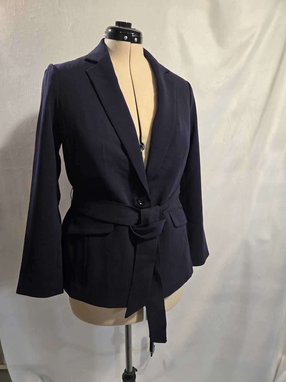 NWT Talbots Navy Tie-Belt Notch Lapel Blazer